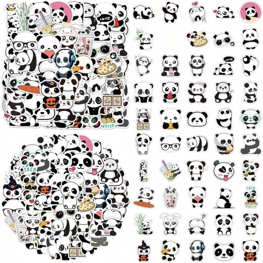 Pegatinas de panda para niños y adultos, lindas calcomanías de animales para portátiles, botellas de agua, equipaje, Icicrim lindas calcomanías de panda para regalos de panda, decoraciones de fiesta,(Panda) - Multicolor - Ver 1