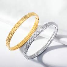 1 件个性化纹理手链 - 由 18K 镀金不锈钢制成，简约风格，适合日常佩戴和节日佩戴，是完美的时尚礼物，男女皆宜，圣诞手链。 - 手鐲 - 查看 1