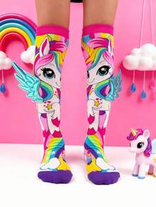Một đôi tất dài đến đầu gối dành cho bé gái với họa tiết kỳ lân hoạt hình và trang trí cánh 3D, tất trẻ em, tất ngộ nghĩnh, tất thiếu nhi, thích hợp để mặc vào mùa xuân và mùa hè. Hoàn hảo cho các bữa tiệc trẻ em, sự kiện hóa trang, hoạt động ngoài trời, kỳ nghỉ, thư giãn tại nhà, trang phục hàng ngày và quà tặng ngày lễ. - Màu Hồng baby - Xem 5