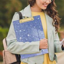 1pc Blue A4 Acrylic File Folder, Suitable For Men, Glitter File Folder With Clip, For Office Use, Blue - Navy Blue - View 2