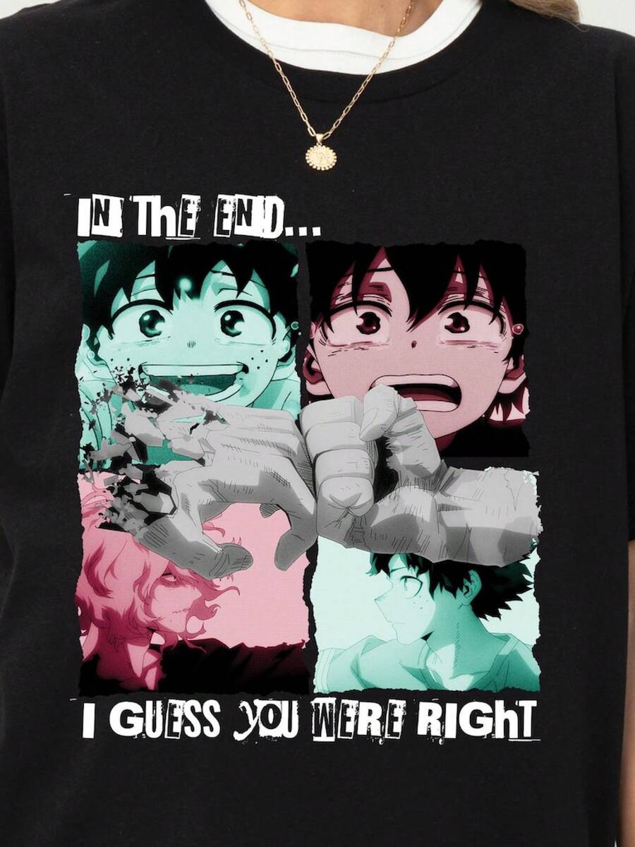 Unique Print Casual T-Shirt Anime Graphic Tee, Manga Shirt, Anime Shirt, MHA, Anime Tee, Anime Gift, Anime Y2K Shirt, My Hero Shirt, Shigaraki Family Matching Outfits Comfortable Outdoor Casual Wear - màu đen - Xem 1