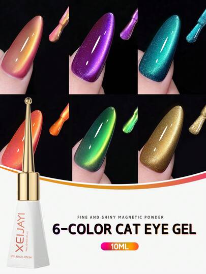  XEIJAYI 10ml Fashion Cat Eye Nail Polish, Laser Cat Eye Magnetic Gel, UV LED Soak-Off Gel Nail Polish, Salon Nail Art Tools For Women