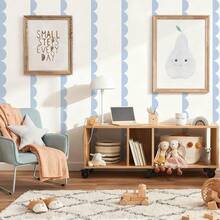 Scallop Border Wall Sticker,Door Edge Scallop Decorative Art Stickers,Scallop Peel And Stick Border,For Nursery,  Bedroom Living Room Home Scandinavian Boho Painting Wall Décor. (Blue) - Blue - 查看 2
