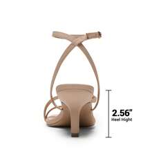 Women Minimalist Low Kitten Heeled Sandals Open Square Toe Ankle Strap Sexy Dress Shoes For Autumn Wedding Party Prom Wearing - Màu be - Xem 5