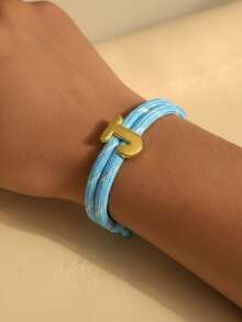 MECYLIFE 1条多巴胺彩色绳26字母手工编织手链，男女皆宜