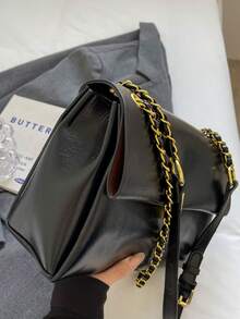 大容量手提包、简约腋下包、新款链条单肩斜挎通勤包 - 黑色 - 查看 7