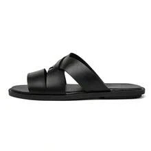 Men's Sandals Comfortable And Fashionable Slippers Cross Slippers Cool Flat Casual Sandals Men's Slippers - Black - View 4