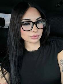 1 Pair Women's Leopard Print Bohemian Style PC (Polycarbonate) Square Oversized Transparent Glasses, Suitable For All Seasons, Suitable For Daily Wear, Transparent Glasses Accessories, Women's Exclusive - màu đen - Xem 1