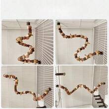 鹦鹉磨牙玩具，虎纹小鸟架，玄凤鹦鹉磨牙栖架，攀爬磨牙玩具，鸟笼配件，牡丹 - 彩色 - 查看 4