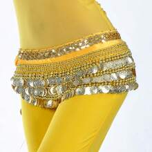 1件装女士爵士舞/肚皮舞腰链腰带，舞蹈服装腰链裙，异域风情硬币流苏腰带 - 多色 - 查看 9