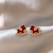 1对喜庆红色幸运马耳钉 - 紅色 - 查看 4
