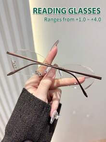Rivsar Kính đọc sách không gọng, lấp lánh, gợi cảm dành cho nữ, gọng cắt kim cương, tròng kính độ nét cao, đeo lâu không gây chóng mặt, phù hợp cho đọc sách/may vá/kinh doanh/văn phòng/thanh lịch/sử dụng hàng ngày, kính cận, càng kính tròn nhẹ có lò xo, chống trơn trượt khi chơi thể thao, đọc sách thoải mái khi dùng máy tính, kính đọc sách chống mỏi mắt, thiết kế tiện lợi, dễ mang theo, phù hợp với mọi khuôn mặt. - Màu trong suốt - Xem 3