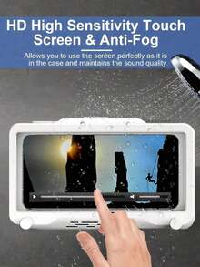 1 pieza Soporte de teléfono para ducha con control táctil giratorio 360°, soporte de teléfono impermeable y antivaho para baño, estante de almacenamiento sin agujeros para la cocina