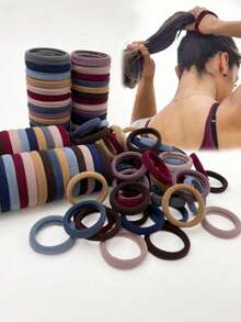 100pc Women's Fashionable, Simple And Cute Hair Tie Set, Morandi Color, Soft And Elastic Fabric, Large Hair Ties And Hair Ropes, Suitable For Daily Casual Wear, Sports Hair Accessories, Women's Hair Accessories, Recommended Gifts, Ponytail Hair Ties, Hair Ties, Rubber Band , Hair Ties, Elastic Hair Ties Head Accessories