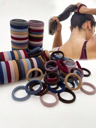 100pc Women's Fashionable, Simple And Cute Hair Tie Set, Morandi Color, Soft And Elastic Fabric, Large Hair Ties And Hair Ropes, Suitable For Daily Casual Wear, Sports Hair Accessories, Women's Hair Accessories, Recommended Gifts, Ponytail Hair Ties, Hair Ties, Rubber Band , Hair Ties, Elastic Hair Ties Head Accessories