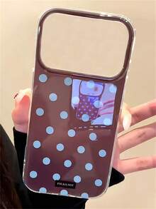 可爱波点软壳手机壳，兼容 17 Pro Max、17 Pro、17、16 Pro Max、16 Pro、16、15 Pro Max、15 Pro、15、14 Pro Max、14、13、12 Pro Max、11，简约时尚少女风边框后盖 - 棕色 - 查看 4