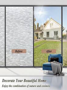 1Roll Window Privacy Film, Frosted Glass Static Cling Sun Heat Blocking Window Clings, Frosting Opaque Coverings, Vinyl Removable Stickers Tint For Home Door Office, Non Adhesive - Multicolor - View 9