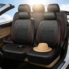 9pcs/4pcs Universal Reflective Rolled Edge Leather Car Seat Covers, Compatible With Airbags, With Built-In Zipper Design And Reserved Opening Holes, Suitable For SUVs,And Trucks - Style a - View 2