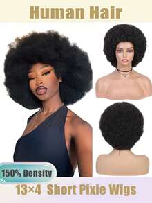 150密度 13x4 透明蕾丝前假发，适合角色扮演和日常佩戴，圣诞派对趣味节日假发，送给女孩的礼物，蓬松假发，70年代风格假发 - 彩色 - 查看 2