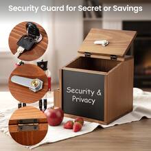Wood Suggestion Box With Lock And Slot, 20.8*16.5*20 Cm Wooden Donation & Comment Box With Card Holder - Brown - View 2