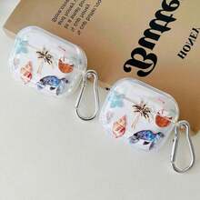 1 套椰子岛海龟涂鸦设计无线蓝牙耳机保护套，兼容苹果 1/2/3/Pro