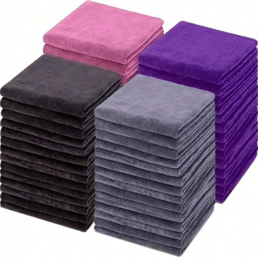 6/14条装卸妆巾，12 x 12英寸，柔软超细纤维面巾，可重复使用，适合所有肤质，温和有效清洁面部，适用于水疗、面部护理、婚礼、节日等场合，也可作为大礼赠送。 - 彩色 - 查看 1