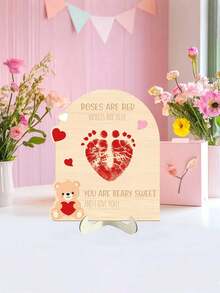 Bộ 3 món - Đồ trang trí nghệ thuật dấu chân bé 1 tuổi bằng gỗ hình gấu, đồ trang trí treo tường, quà tặng kỷ niệm cho bé sơ sinh, phụ kiện chụp ảnh cho bé 1 tuổi, trang trí phòng trẻ em (Thiết kế hình gấu) - Nhiều màu - Xem 8