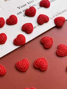 100 Peças Unhas para o Dia dos Namorados, Decorações de Arte de Unhas com Desenho em Forma de Coração, Ornamentos de Unhas DIY, Suprimentos de Unhas, Cores Mistas, Adequado para Encontros, Decorações de Unhas Diárias - Multicolorido - Visão 2