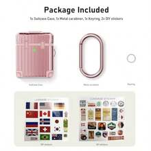 DKOREDA Compatible With AirPods Case Cover Funny Suitcase Design Case For Airpods 2nd Generation/1st Generation Cute Fashion Protective Hard Case For Women Men With Keychain - ARoseGold - Xem 5