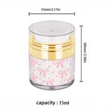 1 chai hút chân không trong suốt có nơ hồng và trái tim, hộp đựng mỹ phẩm du lịch màu vàng kim tiện dụng - Bình bơm tái sử dụng chống rò rỉ dùng cho kem dưỡng da mặt, serum, dầu - Mỹ phẩm có thể nạp lại với niêm phong chân không giúp bảo quản. - Vàng - Xem 5