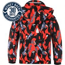 ''s Ski Waterproof Breathable Fleece Lined Windproof Hooded Snowboard Coats - 10-12 + Red Fighter - View 4