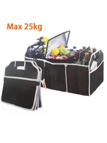 Car Trunk Folding Storage Organizer With 3 Compartments, Large Capacity Car Storage Boxes, Portable Waterproof Bags For Cargo Trunks, Universal SUV, Truck, Van - A - 查看 7