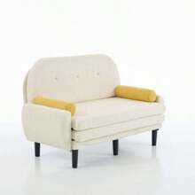 Canapé deux places en velours côtelé ivoire pour le salon, utilisable comme lit de jour et fauteuil inclinable avec espace de rangement. - Beige - Voir 10