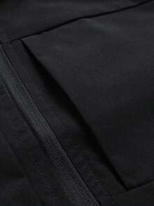 1pc Black Zipper Casual Men's Vest, Simple Style, Black Solid Color Steady And Generous, Convenient Zipper Opening And Closing, Multi-Pocket Design Practical, Suitable For Casual Daily Wear - الأسود - مشاهدة 10