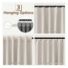 Blackout Curtains 90 Inch Length Linen Drapes - 2 Panels Darkening Thermal Insulated For Bedroom, Living Room, Farmhouse Decor - Back Tab/Rod Pocket - 如圖652 - 查看 2