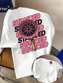 [Sporty T-Shirt]Men's STANCED T-Shirt - Moisture-Wicking Breathable Gym & Casual Shirt With Front/Back Print, Lightweight Round Neck Tee Suitable For All- Wear, Machine Washable Fitness & Travel ApparelRelaxed Plus Size T-Shirt - trắng - Xem 1