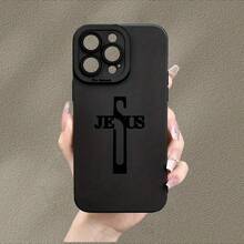 Cross Pattern Phone Case, Shockproof Phone Protective Cover, Phone Accessory Compatible With IPhone 11 12 13 14 15 16 Pro Max/Pro/Plus - Black - View 7