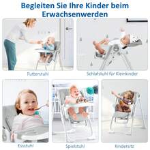 Kinderhochstuhl Klappbar Babystuhl Kinderstuhl Babyhochstuhl Ab Geburt Mit Tisch - Light Grey - View 2
