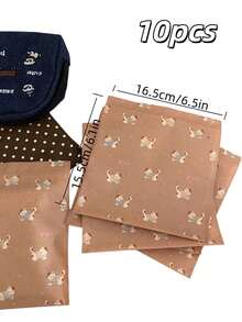 10个可爱棕色小猫自封塑料礼品袋，加厚材质 - 棕色 - 查看 7