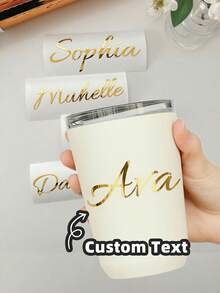 1-8张定制文字贴纸，个性化姓名贴纸，手写字体婚礼姓名标签，水瓶贴纸，全彩烫金文字贴纸，防水不撕不留残胶，适用于个人物品、婚礼派对活动，多种颜色强力粘性，高品质，精致美观，是送给朋友、家人、爸爸妈妈、孩子、同学的理想之选，也适用于生日派对、婚礼招待会、返校季、剪贴簿用品和剪贴簿文具。