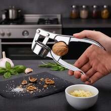 1pc Manual Garlic Press, Easy To Crush And Peel, Ideal For Home Cooking, Essential Kitchen Tool | Modern Kitchen Gadget | Cooking Utensil, Garlic Crusher With Peeler - Multicolor - View 6