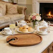 1/2pcs Wooden Cup Holder Plate, Rosewood Tray, Home Pizza Plate, Western Dining Plate, Snack Plate, Steak Plate, Pizza Baking Tray, Sushi Plate, Suitable For Halloween, Mother's Day, Kitchen Supplies, Home Decor Tray - Ginger - View 4