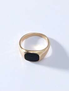 1pc Men's Minimalist Fashion Versatile Black Glossy Oil Drop Ring, Suitable For Daily Wear - Geometry - View 6