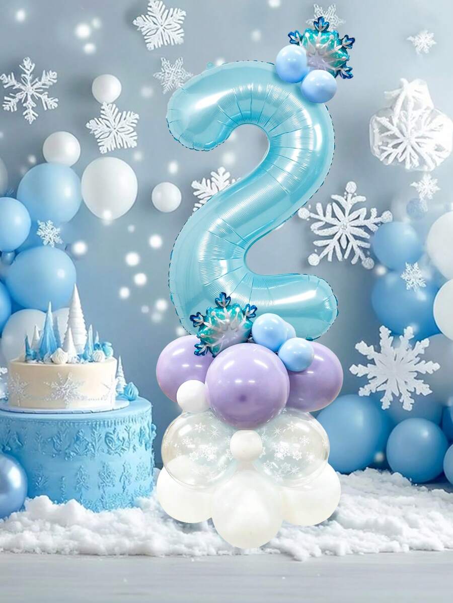 28件組聖誕雪花數字氣球裝飾,包含40英吋巨型數字氣球(0-9)與迷你雪花氣球,適合冰雪派對、生日、室內裝飾與慶祝、洗禮、迎新派對 - 彩色 - 查看 1