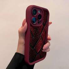 Funda de teléfono con espejo y estampado de piel de serpiente roja. También funciona como espejo y es compatible con  17,  16 Pro Max,  15 Pro Max,  13 y  12. Fabricada en TPU, ofrece protección contra golpes y caídas. Es un accesorio elegante para los amantes de la naturaleza y un regalo fantástico para familiares, amigos, cumpleaños u ocasiones especiales. - Burdeos - Ver 4