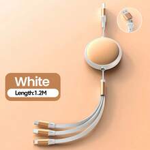 120W Multi-Function Fast Charging Cable, 3-In-1 Retractable Charging Cable - USB C/Lightning/Micro USB, 5A High-Speed Fast Charging Cable, Adjustable Data Cable, Suitable For All Devices Travel Multi-Function Charger