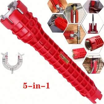 1pc Multi-Functional 5-In-1 Sink Wrench, Non-Slip Handle, Wear-Resistant Plastic, Suitable For Household Plumbing Tools, Used For Faucet, Basin And Valve Repair And Installation
