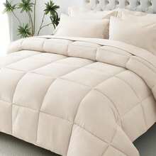 Queen Comforter Set 7 Pieces - Beige Bed In A Bag Ultra-Soft - Goose Down Alternative - Premium 1800 Series With Comforter, Sheets, Shams & Pillowcases - Màu be - Xem 1