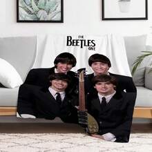 The-B-Beatles Band Blanket Soft Plaid With Print Camping Chair Plead Cover Microfiber Bedding Office Hypoallergenic Flannel.Jpg - White - View 1