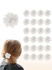 24 PCS Chiffon Flower Hair Bows Clips Artificial Fabric Flower Hair Clips Fine Accessories For Girls